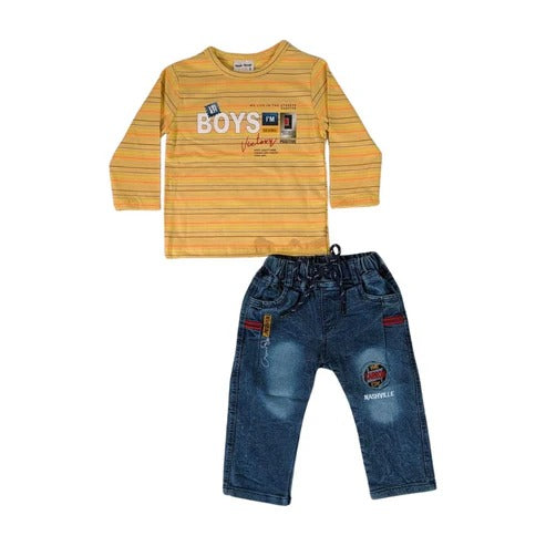 Boys’ Striped T-Shirt & Denim Pants