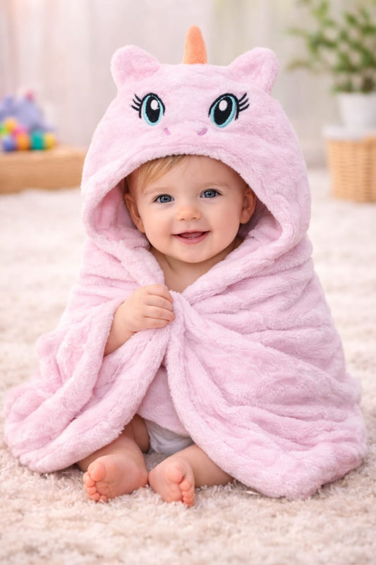Hooded Baby Shawl - Unicorn