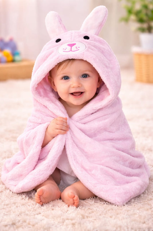 Hooded Baby Shawl - Pink