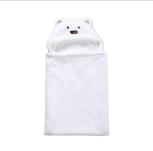 Hooded Baby Shawl - White